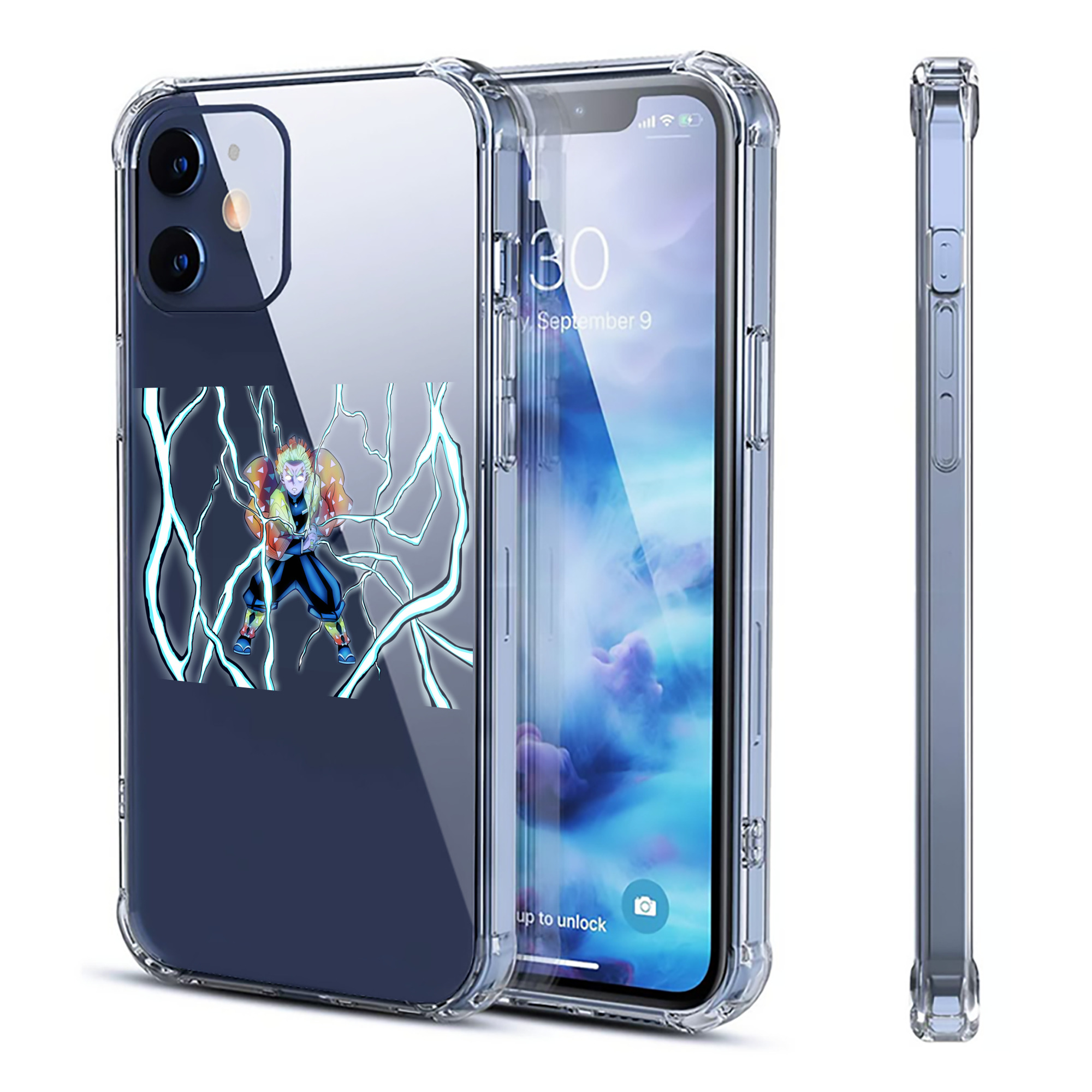 （画像用） 鬼滅の刃（きめつのやいば）我妻 善逸／あがつま ぜんいつ Agatsuma Zenitsu 【iPhone 12シリーズ対応】透明スマホケース（クリアソフトケース）